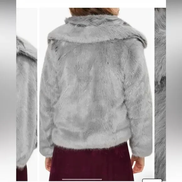Final price^ Topshop Claire faux fur jacket gray - Picture 9 of 10